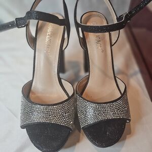Delicacy Black Rhinestone Platform Special Occasion Heels Sz 8.5